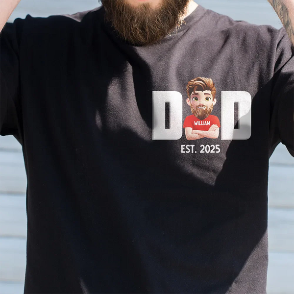 Gift For Father, Happy, New Dad - 3D Effect Dad - Personalized T Shirt