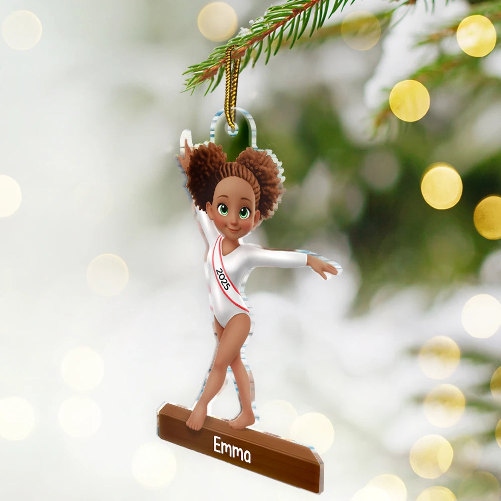 Gift For Yourself, Gift For Women, Gift For Men, Happy, Christmas - 3D Effect Gymnastic Girl - Personalized Custom Shaped Acrylic Ornament