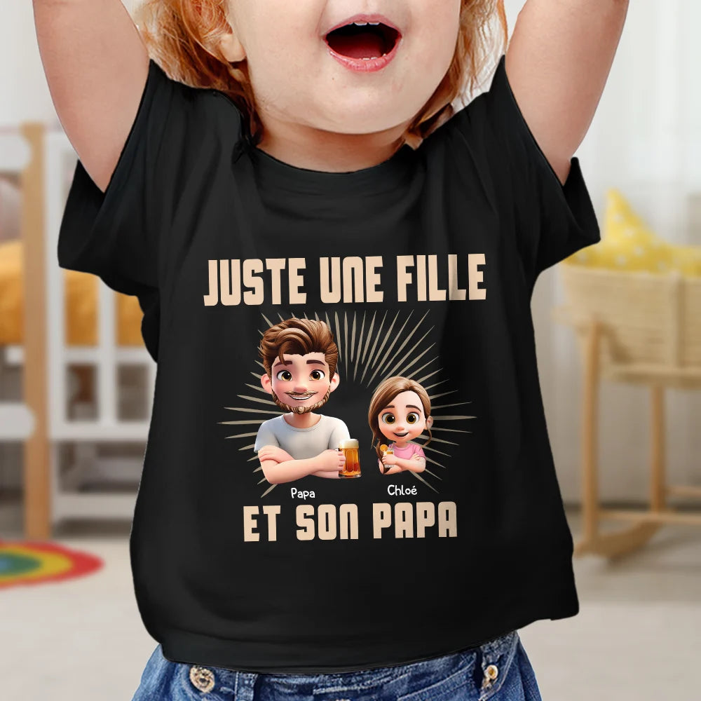 Gift For Husband,Parents,Gift For Yourself,Gift For Men,Gift For Father,Dad - Daughters (Adult),Dad - Daughters (Young),Dad - Sons,Dad - Children,Happy,French,Non-Eng,Vector,Proud - 3D Effect Juste Un Papa Et Sa Fille - T-Shirt Personnalisé