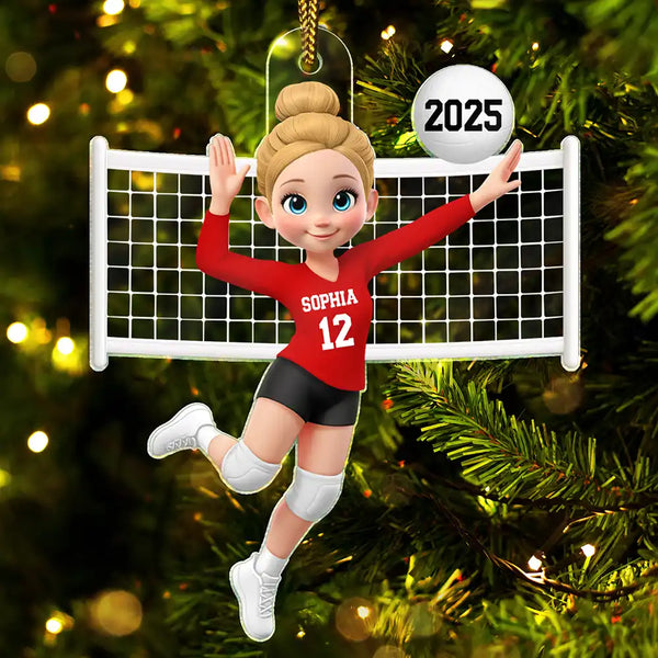Gift For Yourself,Happy,Christmas,Gift For Women,Non-Eng - 3D Effect Volleyball Girl - Personalized Custom Shaped Acrylic Ornament