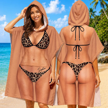 3D Sexy Body Bikini Summer - Personalized Hooded Poncho Towel