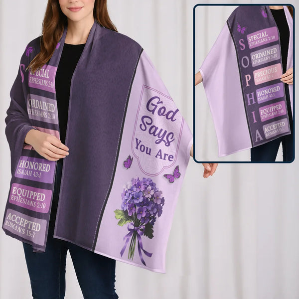 Gift For Women,Gift For Mother,Gift For Grandma,Gift For Daughter,Love,Christian - Created With A Purpose Birth Month Flower - Personalized Lightweight Soft Shawl