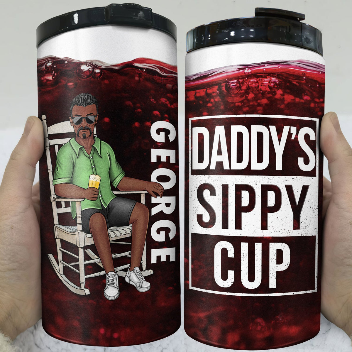 Dad's Sippy Cup - Birthday Gift For Father, Grandpa, Grandma - Personalized Custom 4 In 1 Can Cooler Tumbler