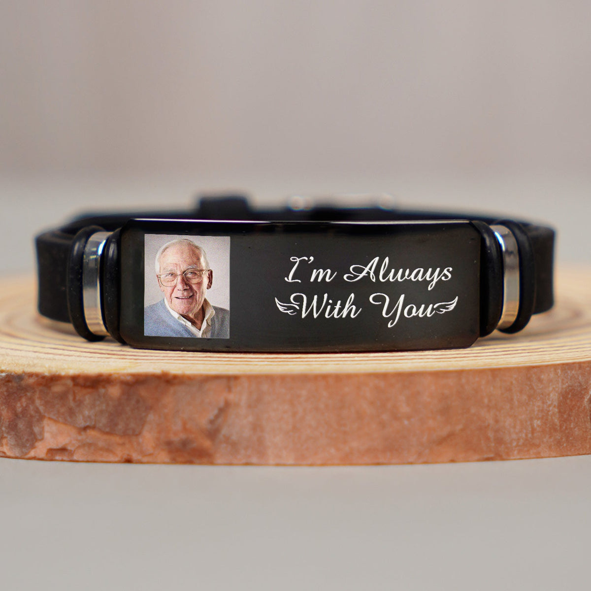 Custom Photo I'm Always With You - Memorial Gift For Family, Friend - Personalized Wristband Bracelet