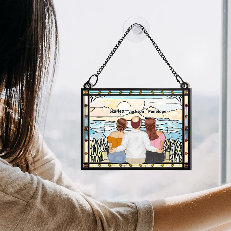 A Dad And His Kids A Bond That Can't Be Broken - Personalized Window Hanging Suncatcher Ornament