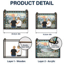 A Dad And His Kids A Bond That Can't Be Broken - Personalized Window Hanging Suncatcher Ornament