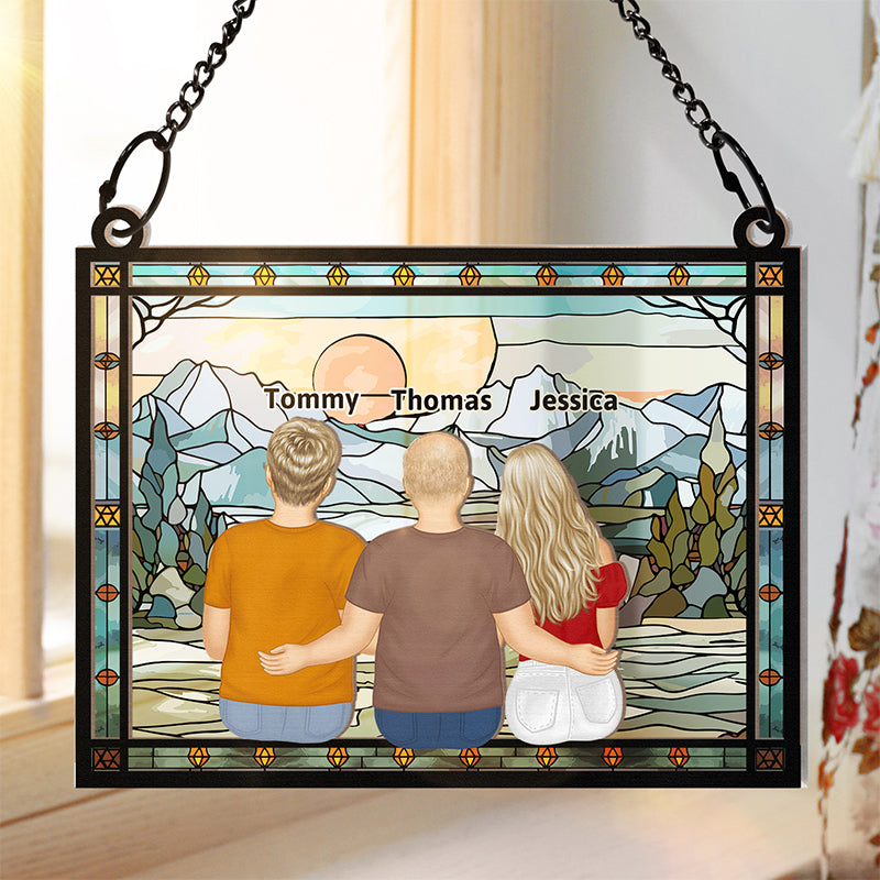 A Dad And His Kids A Bond That Can't Be Broken - Personalized Window Hanging Suncatcher Ornament