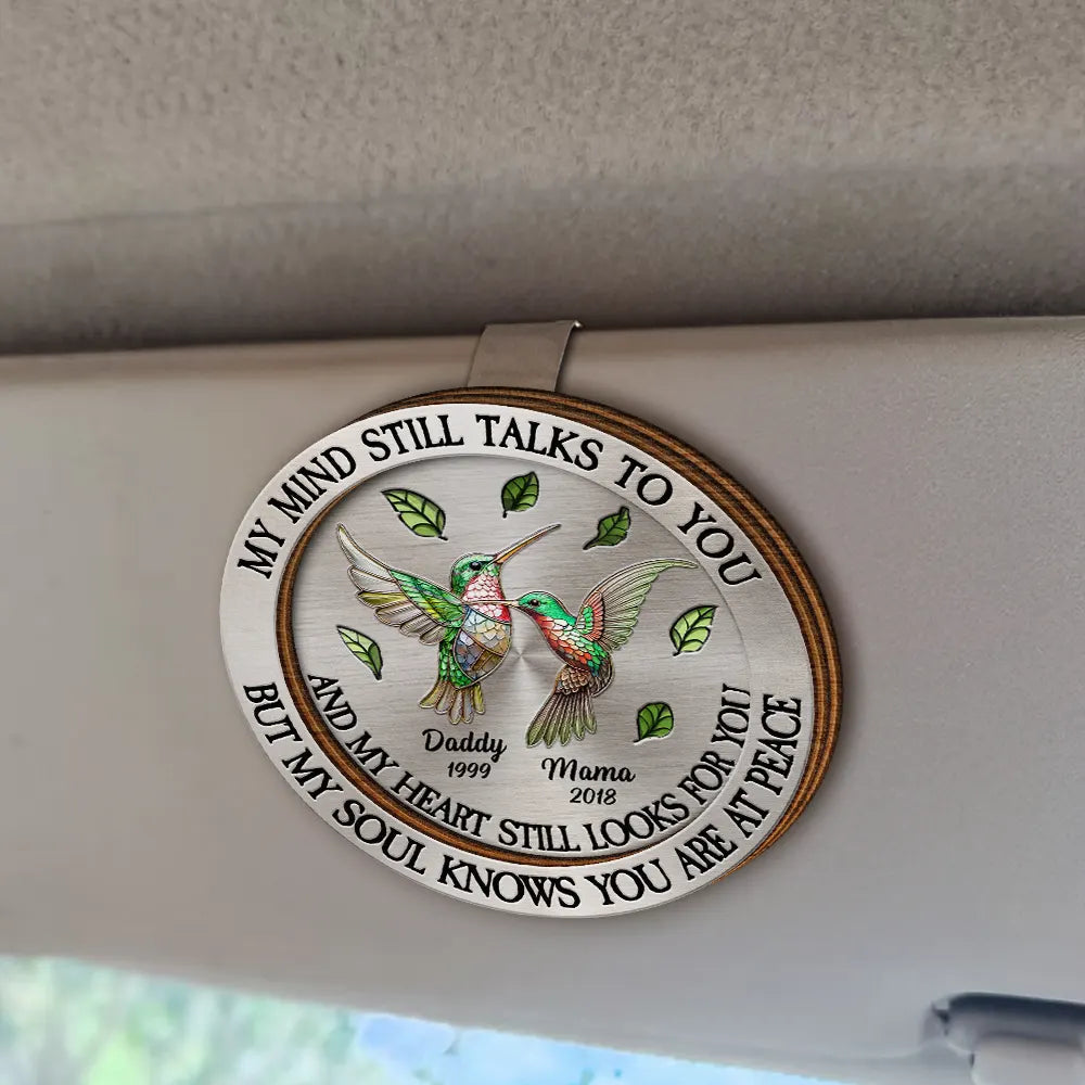 Memorial, Family - Memorial My Mind Still Talks To You - Personalized Custom Shaped Car Visor Clip
