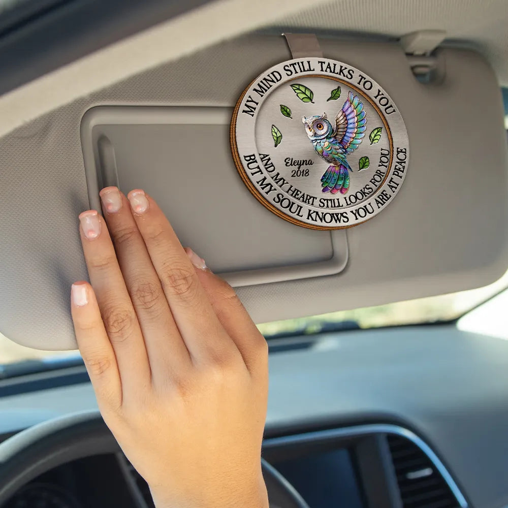 Memorial, Family - Memorial My Mind Still Talks To You - Personalized Custom Shaped Car Visor Clip