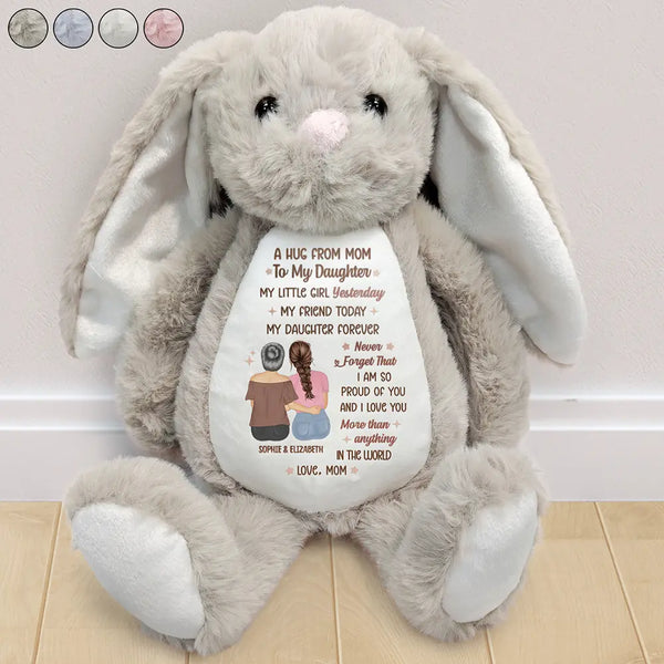 Gift For Daughter, Mom - Daughters (Adult), Happy - A Hug From Mom - Personalized Soft Toy Bunny