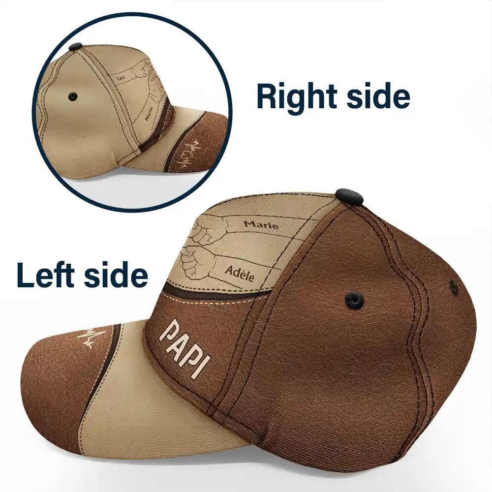 Gift For Husband,Parents,Gift For Yourself,Gift For Men,Gift For Grandpa,Gift For Father,Love,French,Gift For Grandparents,Non-Eng,Icon,Proud - Check Poing Contre Poing Grand-père Papa Avec Enfants - Casquette Classique Personnalisée