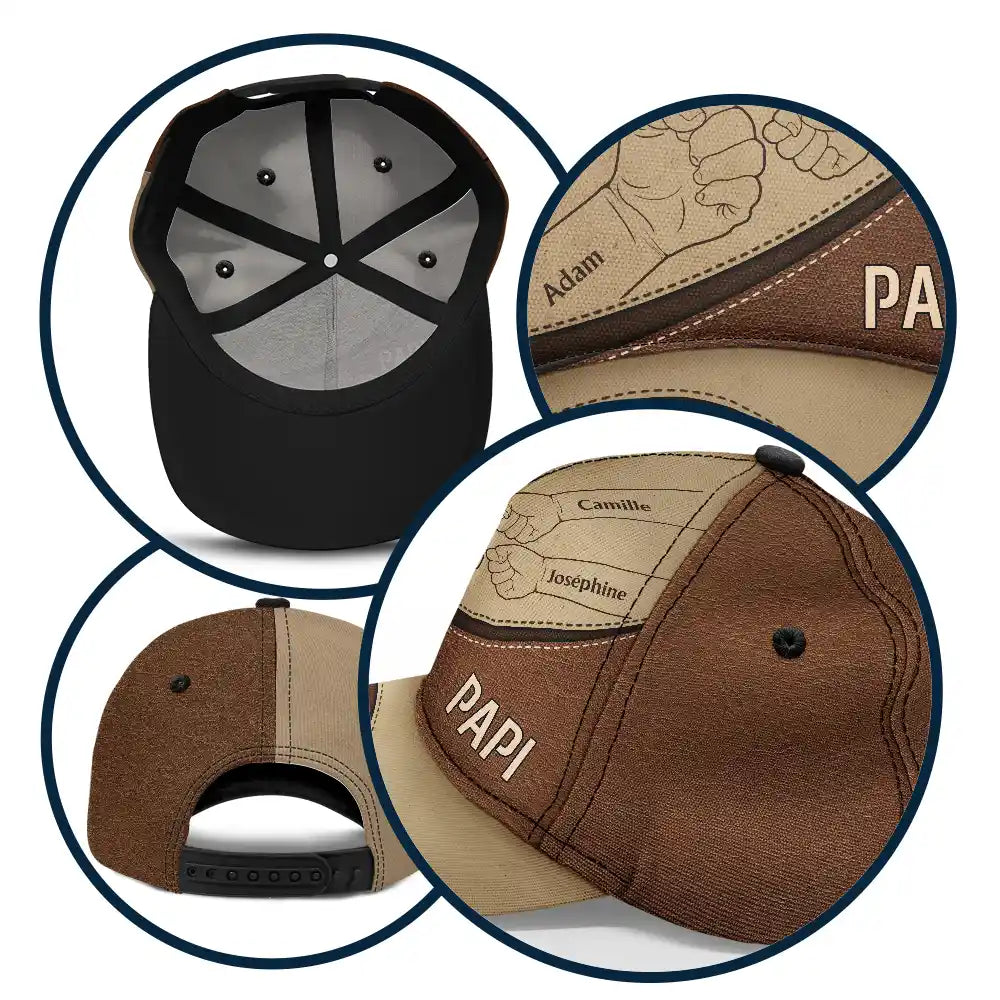 Gift For Husband,Parents,Gift For Yourself,Gift For Men,Gift For Grandpa,Gift For Father,Love,French,Gift For Grandparents,Non-Eng,Icon,Proud - Check Poing Contre Poing Grand-père Papa Avec Enfants - Casquette Classique Personnalisée