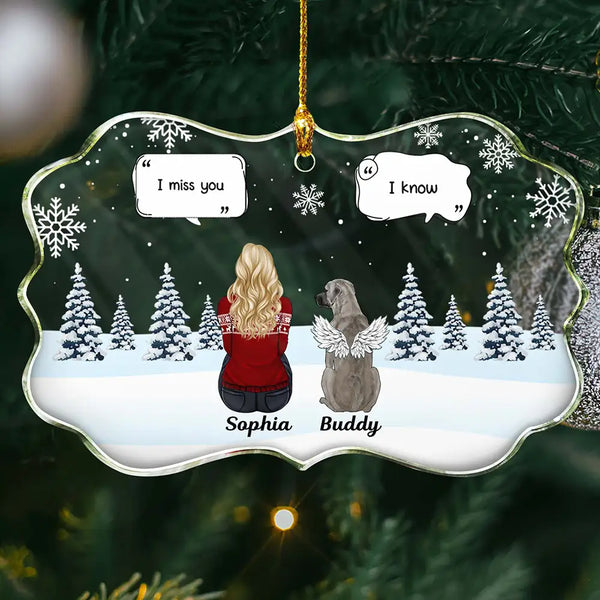 Pet Lovers, Memorial - I Miss You Memorial Dog Cat - Personalized Medallion Glass Ornament