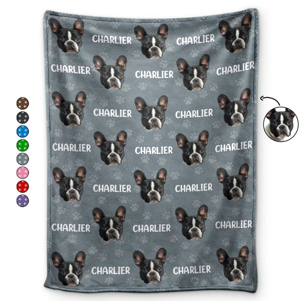 Pet Lovers, Cat Lovers, Dog Lovers - Custom Photo Funny Pet Face Pattern Dog Cat Family - Personalized Fleece Blanket, Sherpa Blanket