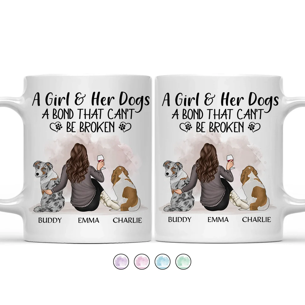 Happy,Pet Lovers,Dog Lovers,Dog Mom,Dog Dad - A Girl Her Dog A Bond That Can't Be Broken Dog Mom Dog Dad - Personalized Mug