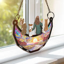 Pet Lovers, Dog Lovers, Cat Lovers, Dog Dad, Dog Mom, Cat Dad - Dog Mom Cat Mom Dog Dad Cat Dad - Personalized Window Hanging Suncatcher Ornament