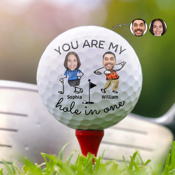 Golf, Couple's Hobby, Gift For Couples, Gift For Husband, Gift For Wife, Gift For Boyfriend, Gift For Girlfriend - Custom Photo You Are My Hole In One Golf Couple - Personalized Golf Ball