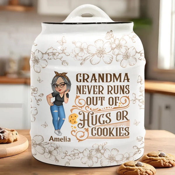 Gift For Grandma, Gift For Mother, Gift For Wife, Baking, Funny - Grandmas Never Run Out Of Kisses Or Cookies - Personalized Cookie Jar