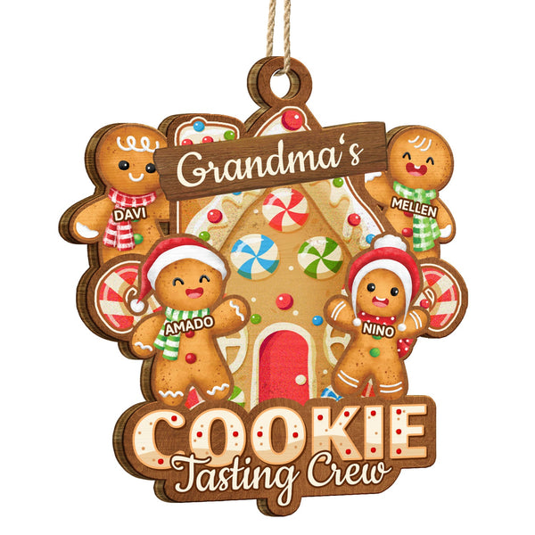 Grandma's Cookie Tasting Crew - Christmas, Loving Gift For Mom, Grandma, Grandparents, Family - Personalized Wooden Cutout Ornament