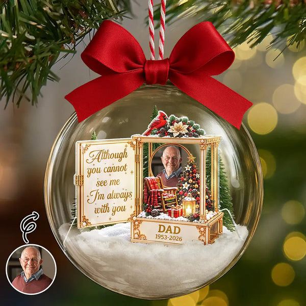 Christmas,Custom Photo,Family,Memorial,Memorial Loved One,Sympathetic,Upload Full Photo - Sympathy Gift For Loss Of Loved One - Personalized Custom Photo Forever In Our Hearts 3D Acrylic Ball Ornament