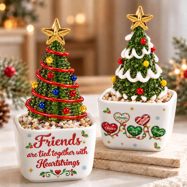 Afro Besties,Christmas,Gift For Bestie,Icon,Sentimental,Top Market - Christmas Gift For Best Friends - Personalized Names Friends Are Tied Together With Heartstrings Stained Glass Christmas Tree