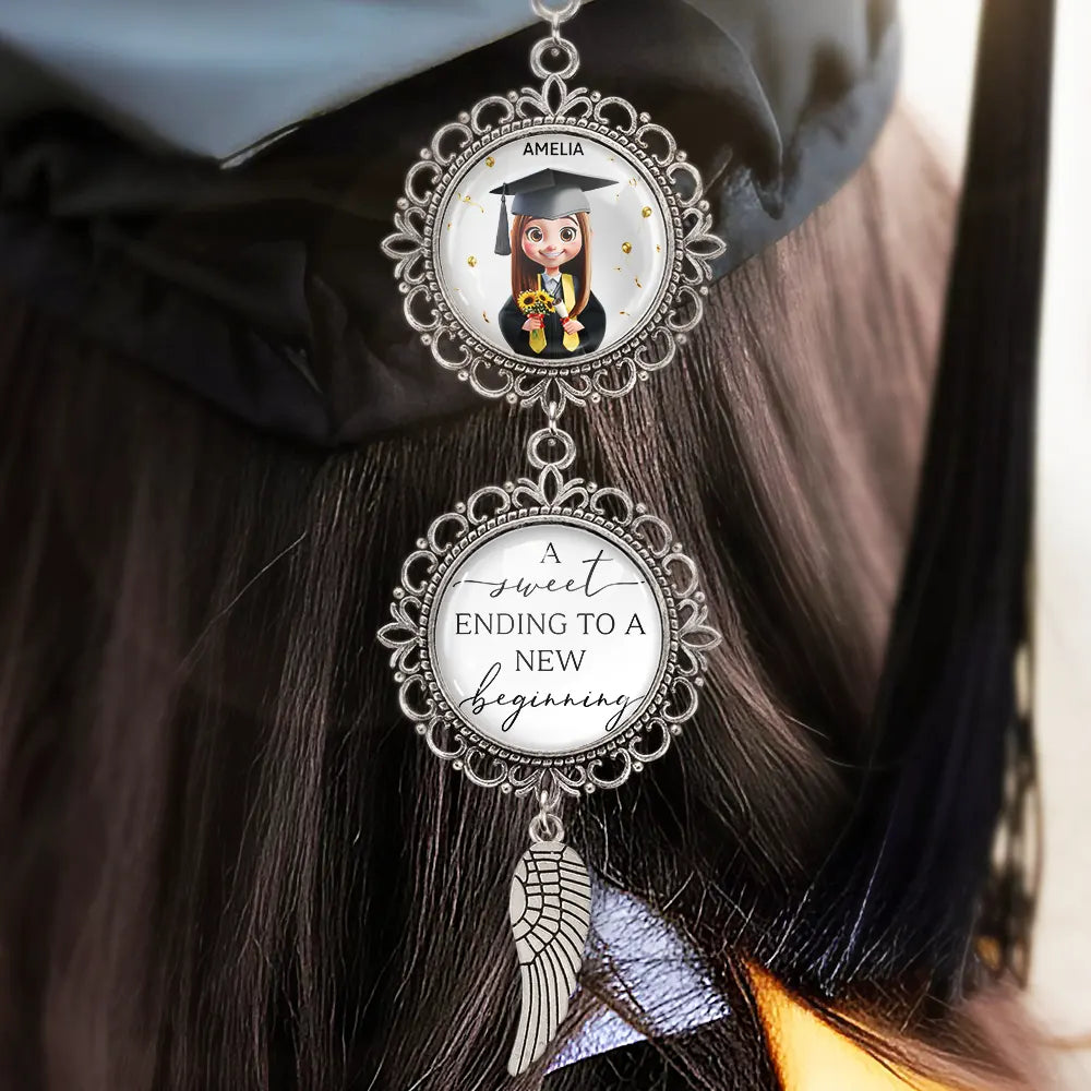 Graduation,Gift For Yourself,Gift For Bestie,Gift For Girlfriend,Gift For Boyfriend,Gift For Sibling,Gifts For Colleagues,Happy - A Sweet Ending To A New Beginning - Personalized Photo Pendant Charm