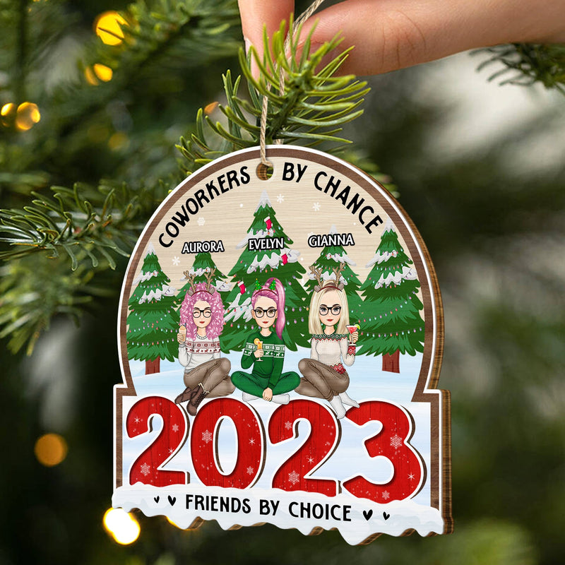 Christmas Colleagues 2023 Coworkers By Chance - Gift For Colleagues - Personalized Custom Shaped Wooden Ornament