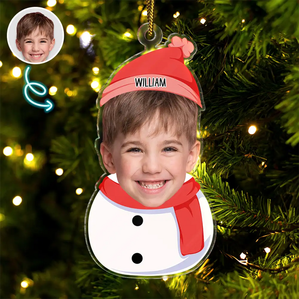 Custom Photo Kids Snowman - Personalized Cutout Acrylic Ornament