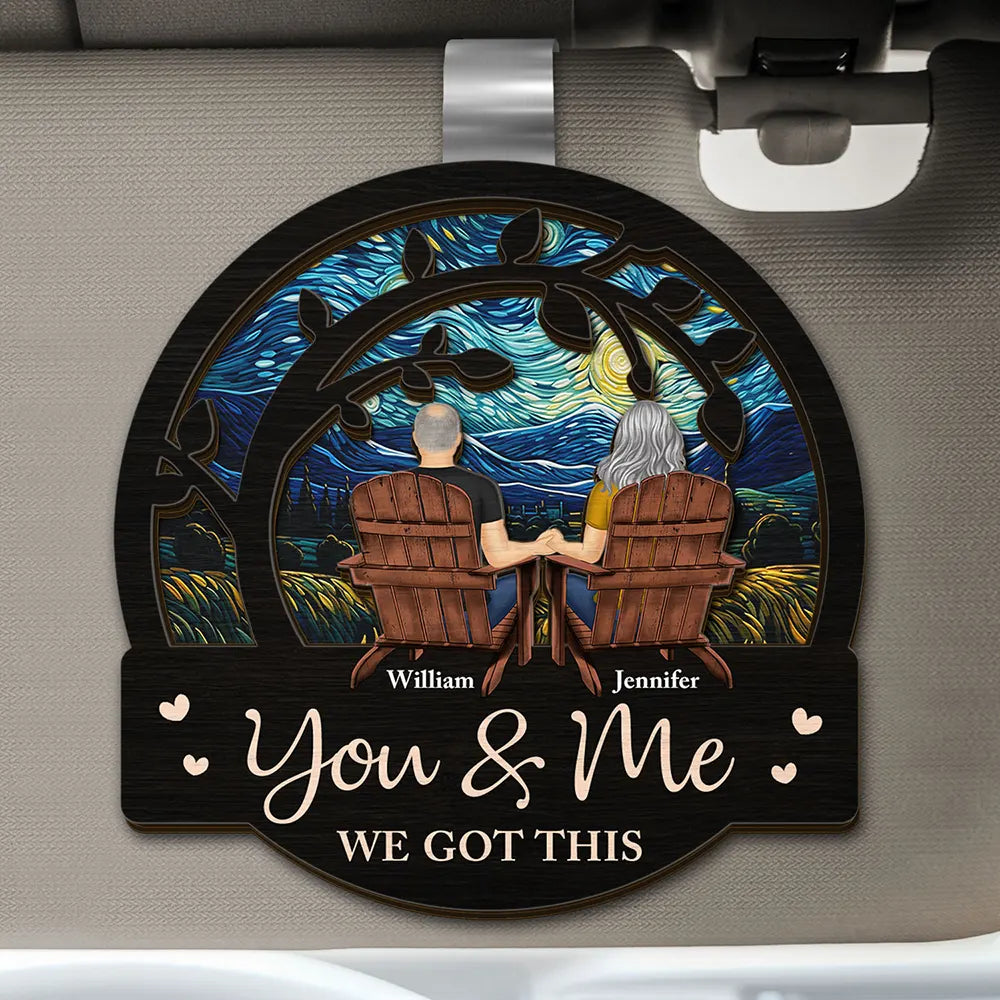 Gift For Couples, Gift For Husband, Gift For Wife, Gift For Boyfriend, Gift For Girlfriend - Couple You & Me We Got This - Personalized Custom Shaped Car Visor Clip