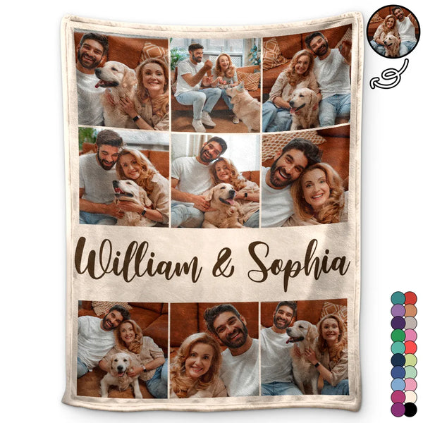 Custom Photo,Gift For Couples,Gift For Husband,Gift For Wife,Gift For Boyfriend,Gift For Girlfriend,Happy - Custom Photo Couple Family Besties Memory - Personalized Fleece Blanket, Sherpa Blanket