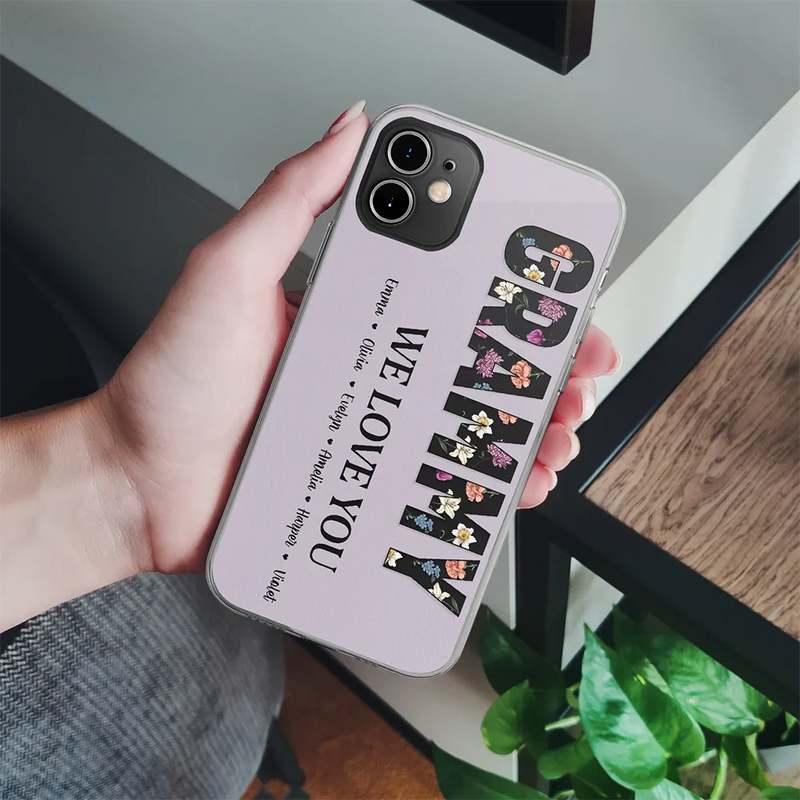 Gift For Mother, Mom, Children - Mommy Grandma Birth Month Flower We Love You - Personalized Clear Phone Case