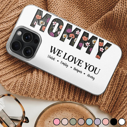 Mommy Grandma Birth Month Flower We Love You - Personalized Clear Phone Case