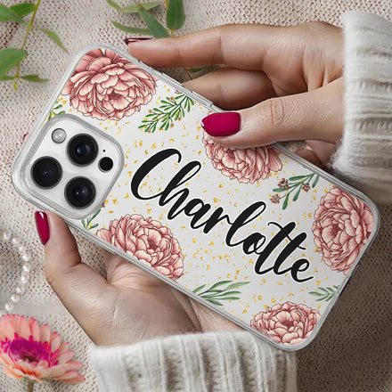 Birth Month Flower & Name - Personalized Clear Phone Case