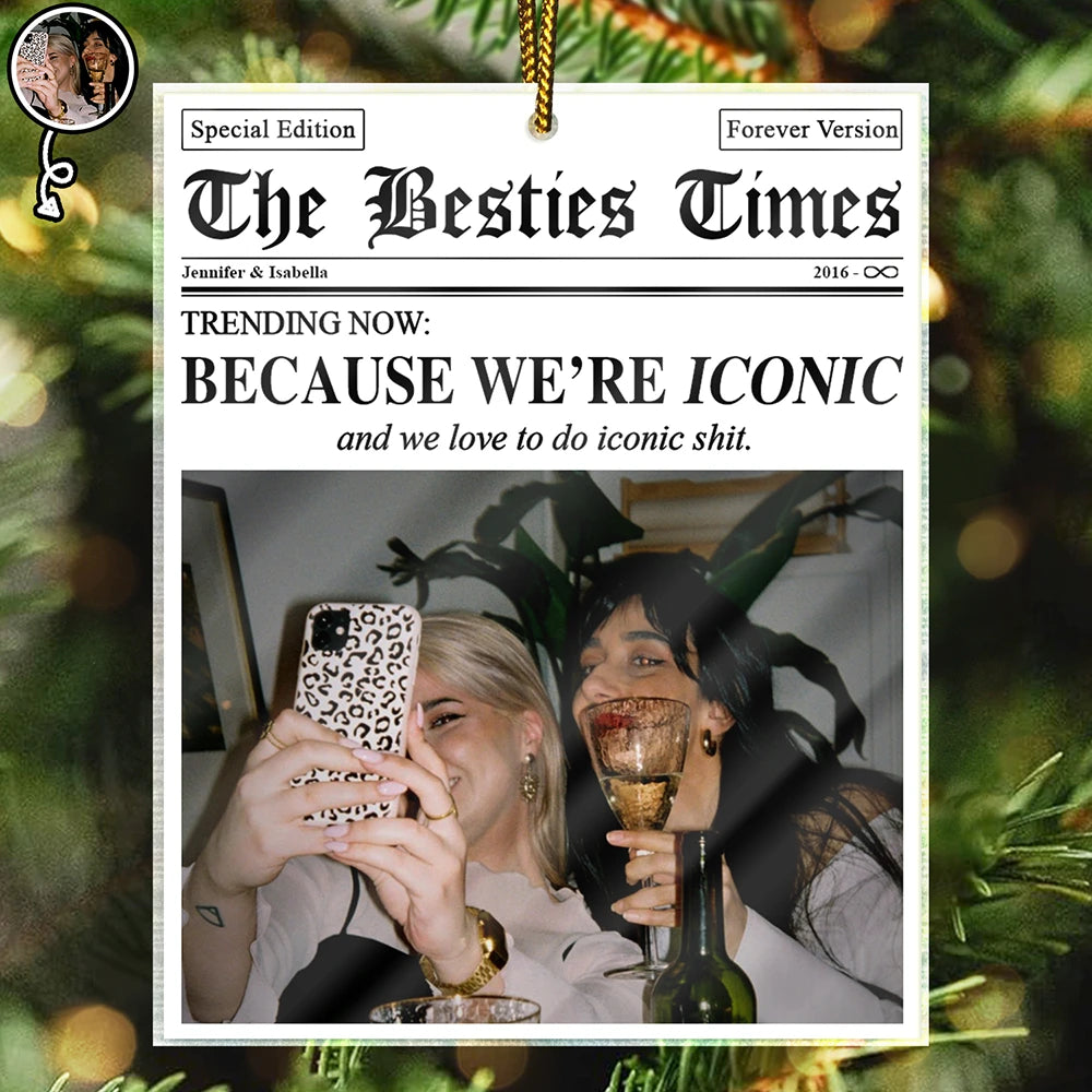Christmas,Custom Photo,Gift For Bestie,Happy - Custom Photo The Besties Times We Are Iconic - Personalized Custom Shaped Acrylic Ornament