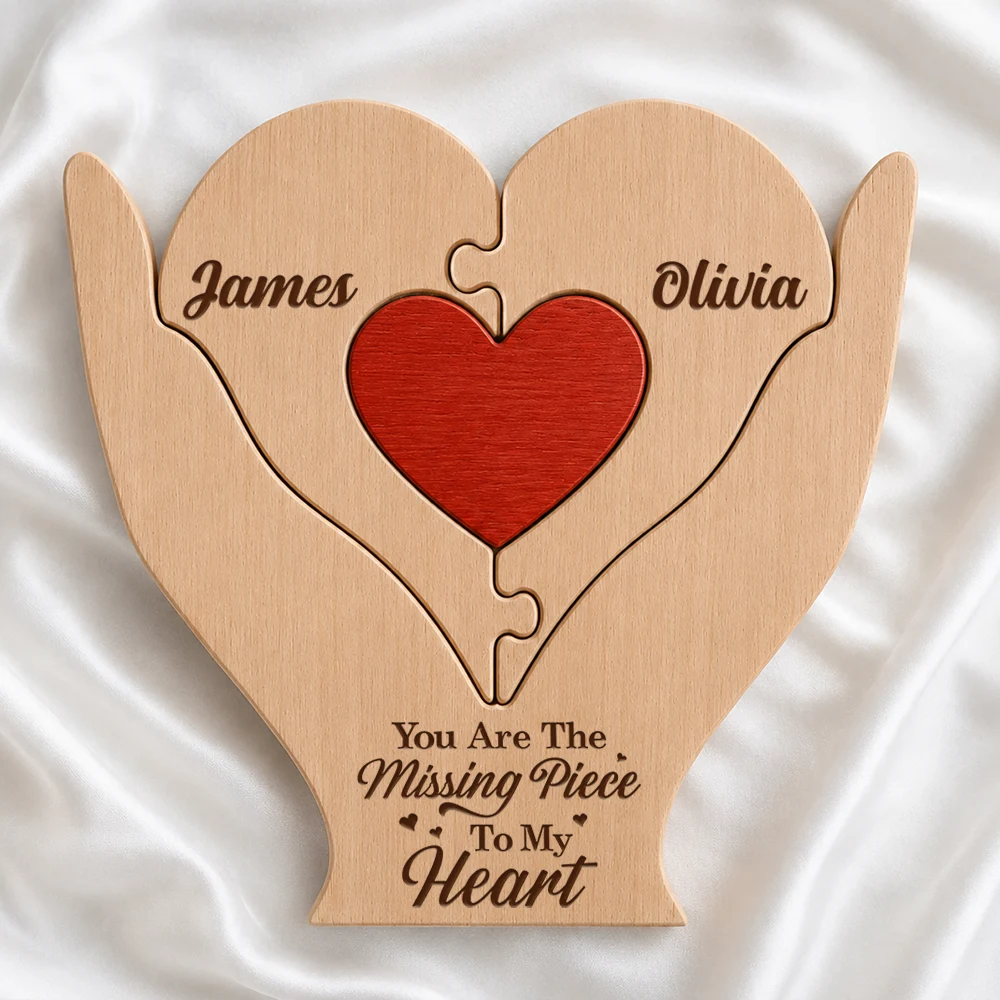 Gift For Couples,Old Couples,Gift For Husband,Gift For Wife,Gift For Boyfriend,Gift For Girlfriend,LGBT,Love,Non-Eng,Romantic - You Are The Missing Piece To My Heart - Personalized Custom Shaped Wooden Puzzle