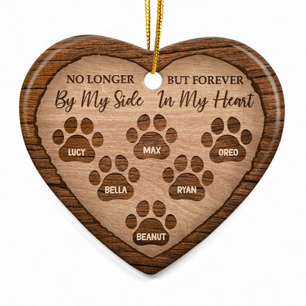 Dog & Cat Lovers Forever In My Heart - Memorial Gift - Christmas Gift - Personalized Custom Heart Ceramic Ornament