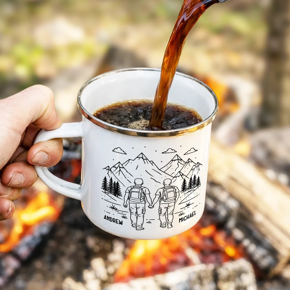 Gift For Couples, Gift For Husband, Old Couples, Gift For Wife, Gift For Boyfriend, Gift For Girlfriend, Love, Top Market - Adventure Partners For Life - Personalized Enamel Mug