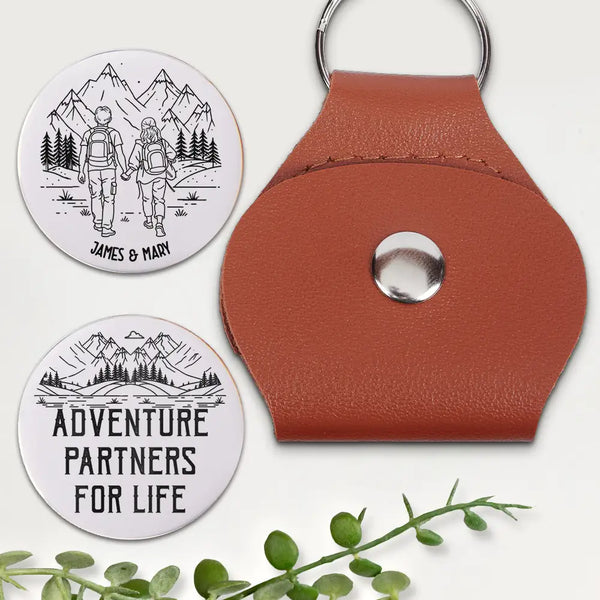 Gift For Couples,Gift For Husband,Old Couples,Gift For Wife,Gift For Boyfriend,Gift For Girlfriend,LGBT,Love - Adventure Partners For Life - Personalized Leather Pocket Hug