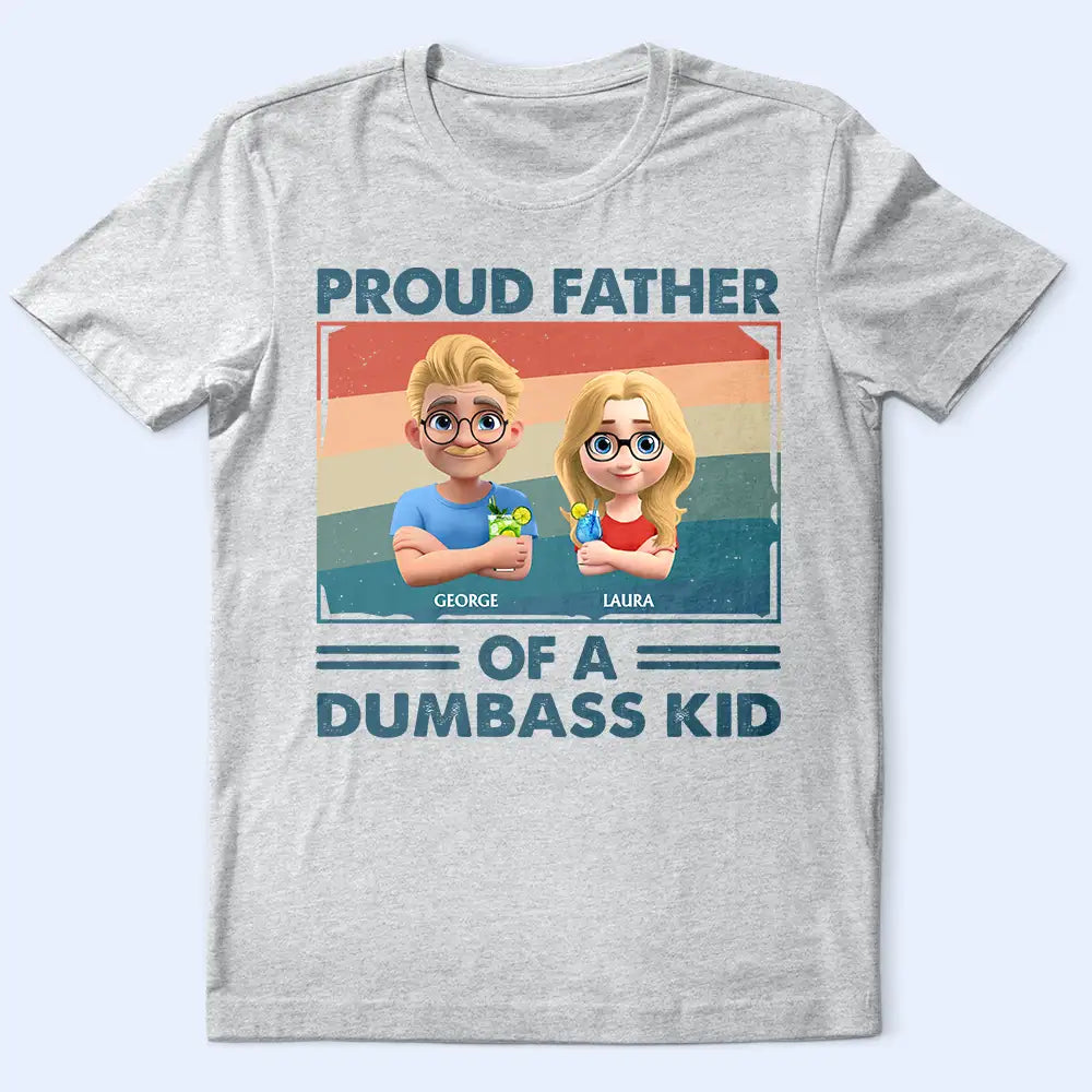 Gift For Father,Gift For Grandpa,Independence Day,Funny - America Proud Dad Retro Brush Stroke - Personalized T Shirt