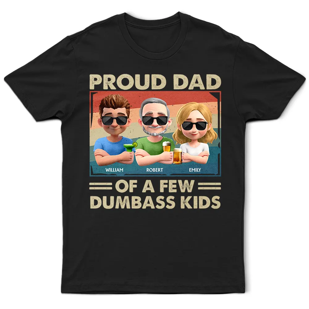 Gift For Father,Gift For Grandpa,Independence Day,Funny - America Proud Dad Retro Brush Stroke - Personalized T Shirt