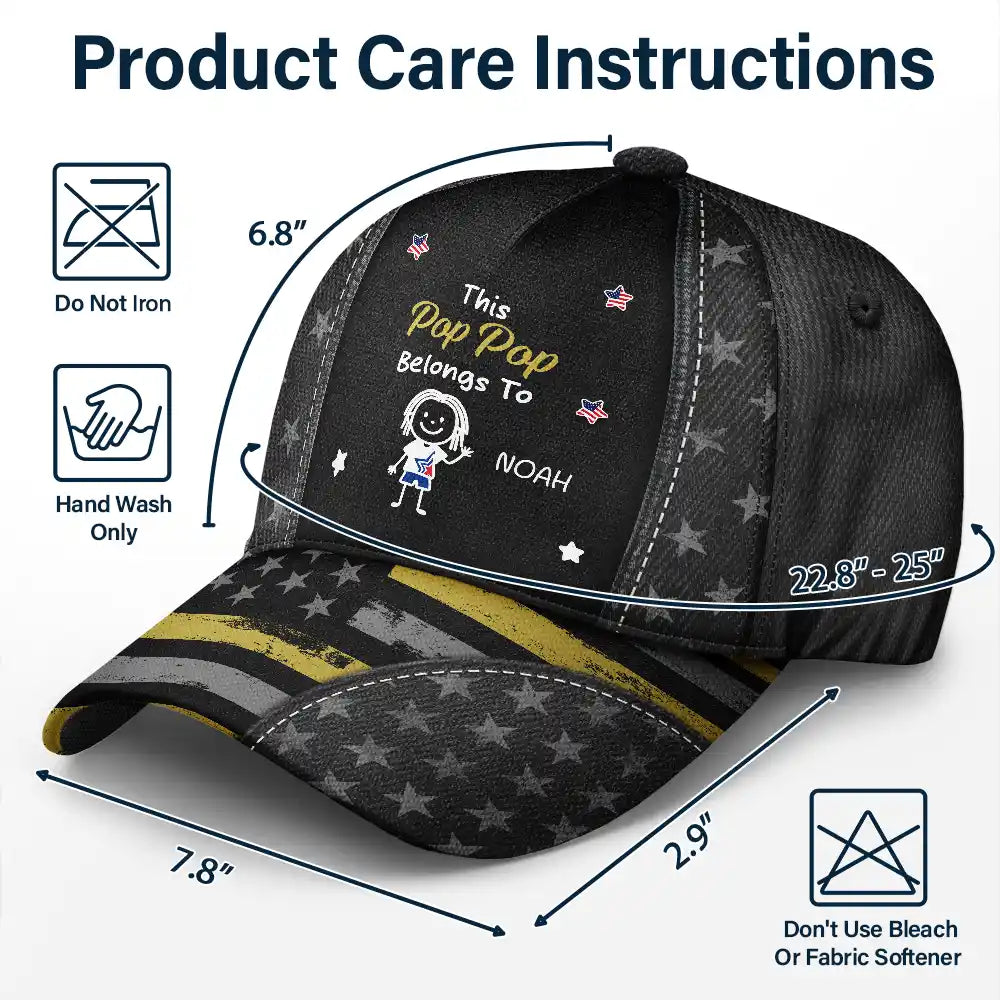 Gift For Grandpa,Gift For Father,Funny,Independence Day,Icon - American Stars And Stripes This Papa Dad Belongs To - Personalized Classic Cap