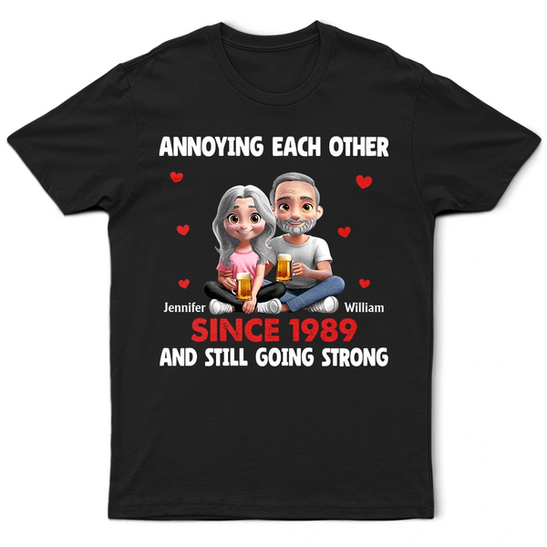 Gift For Couples,Love,Gift For Husband,Gift For Wife,Gift For Boyfriend,Gift For Girlfriend - Annoying Each Other 3D Effect Couple - Personalized T Shirt