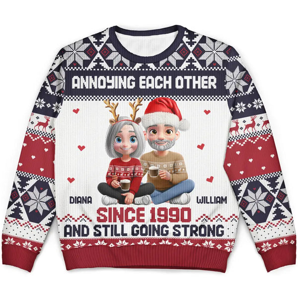 Love,Christmas,Gift For Wife,Gift For Husband,Gift For Couples - Annoying Each Other Couple - Personalized Unisex Ugly Sweater