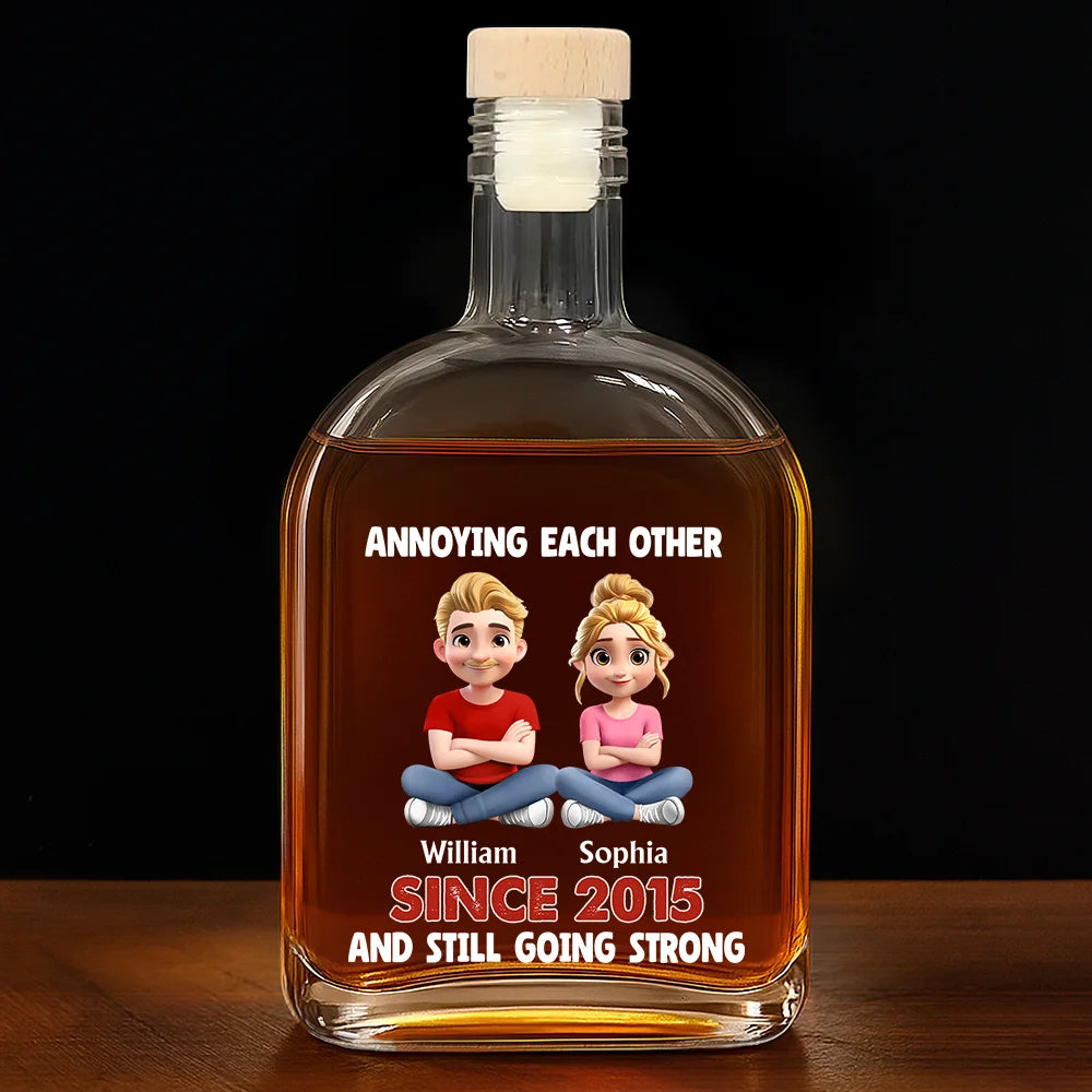 Gift For Couples, Gift For Women, Gift For Men, Gift For Husband, Gift For Wife, Gift For Girlfriend, Gift For Boyfriend, Top Market, Old Couples, Love - Annoying Each Other Since Couple - Personalized Whiskey Bottle