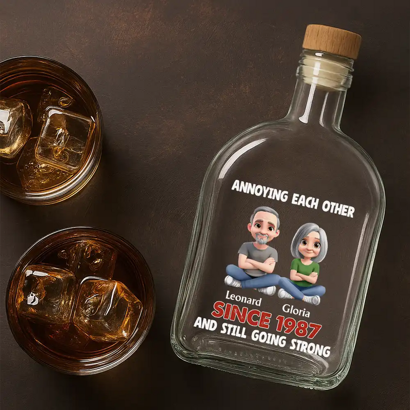 Gift For Couples, Gift For Women, Gift For Men, Gift For Husband, Gift For Wife, Gift For Girlfriend, Gift For Boyfriend, Top Market, Old Couples, Love - Annoying Each Other Since Couple - Personalized Whiskey Bottle