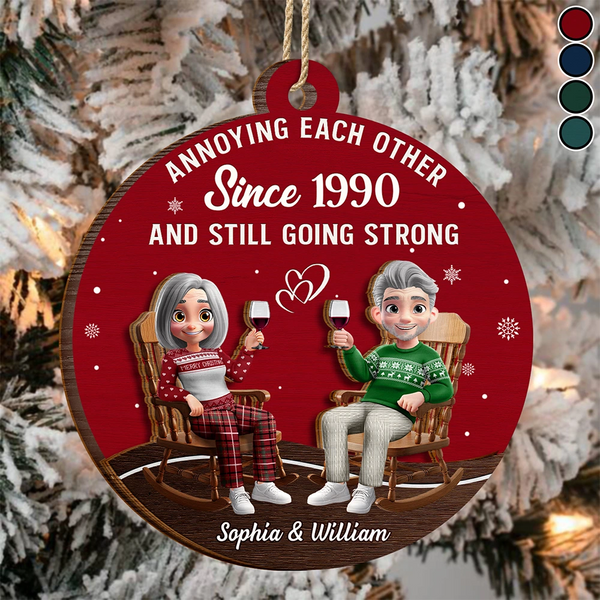 Christmas, Gift For Wife, Gift For Husband, Gift For Couples, Funny, Old Couples - Annoying Each Other Since Loving Couple - Personalized 2-Layered Wooden Ornament