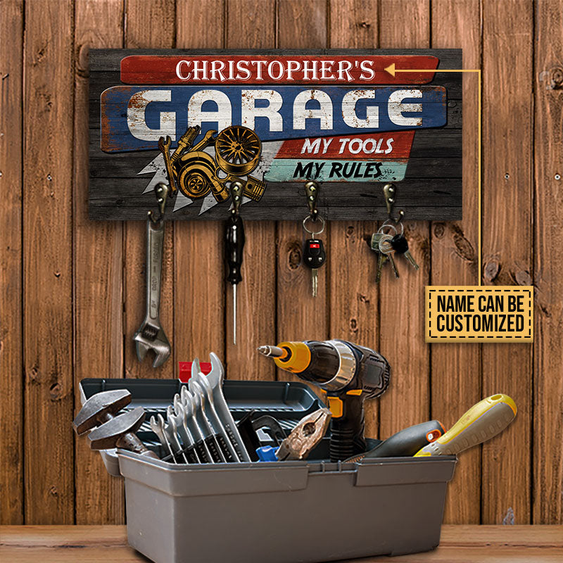 Auto Mechanic Garage Tool Hook Rack My Tools My Rules Personalized Custom Wood Key Holder