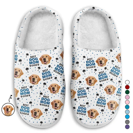 Custom Photo Best Dog Cat Dad Mom Ever - Personalized Fluffy Slippers