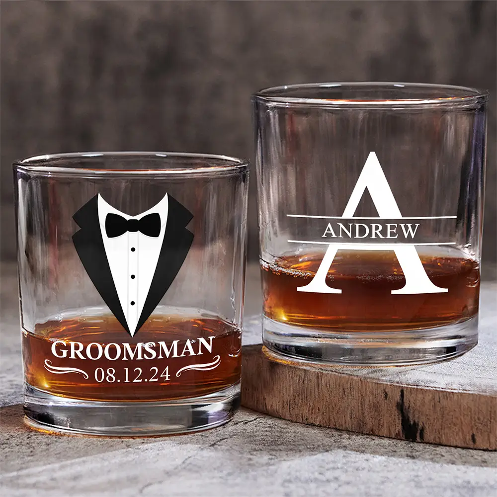 Groomsman Monogram Name - Personalized Whiskey Glass