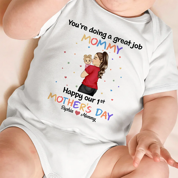 New Mom, Gift For Mother, New baby, Happy - You're Doing A Great Job - Personalized Baby Onesie